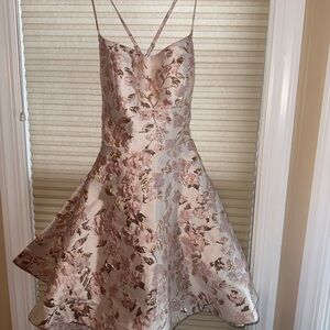 Floral Metallic Fit and Flare Dress